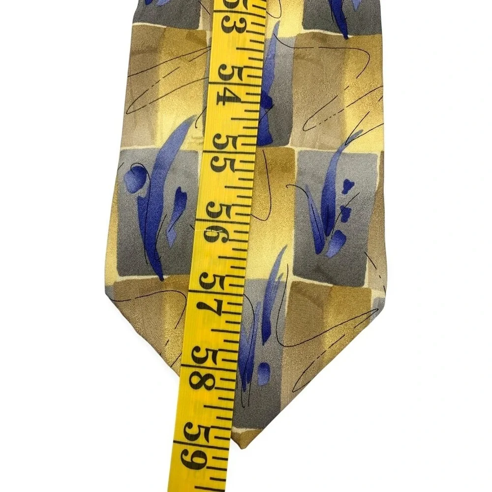 J. Garcia 100% Silk Ties Lot‎ 3 Abstract Pattern Blue Yellow Brown